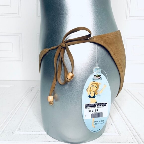 NWT SUNSET BEACH BIKINI BOTTOM NEW W TAGS FAUX SUEDE  WOMEN SIZE XS MEDIUM - Picture 4 of 7